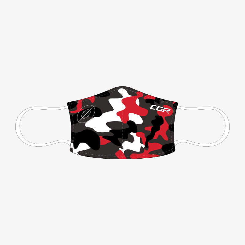 Australian Made Footy Face Mask Black Red White Camo Cgr